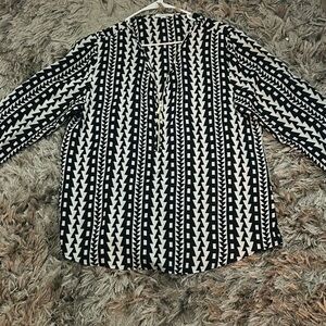 Black and White Geometric Blouse Never Worn